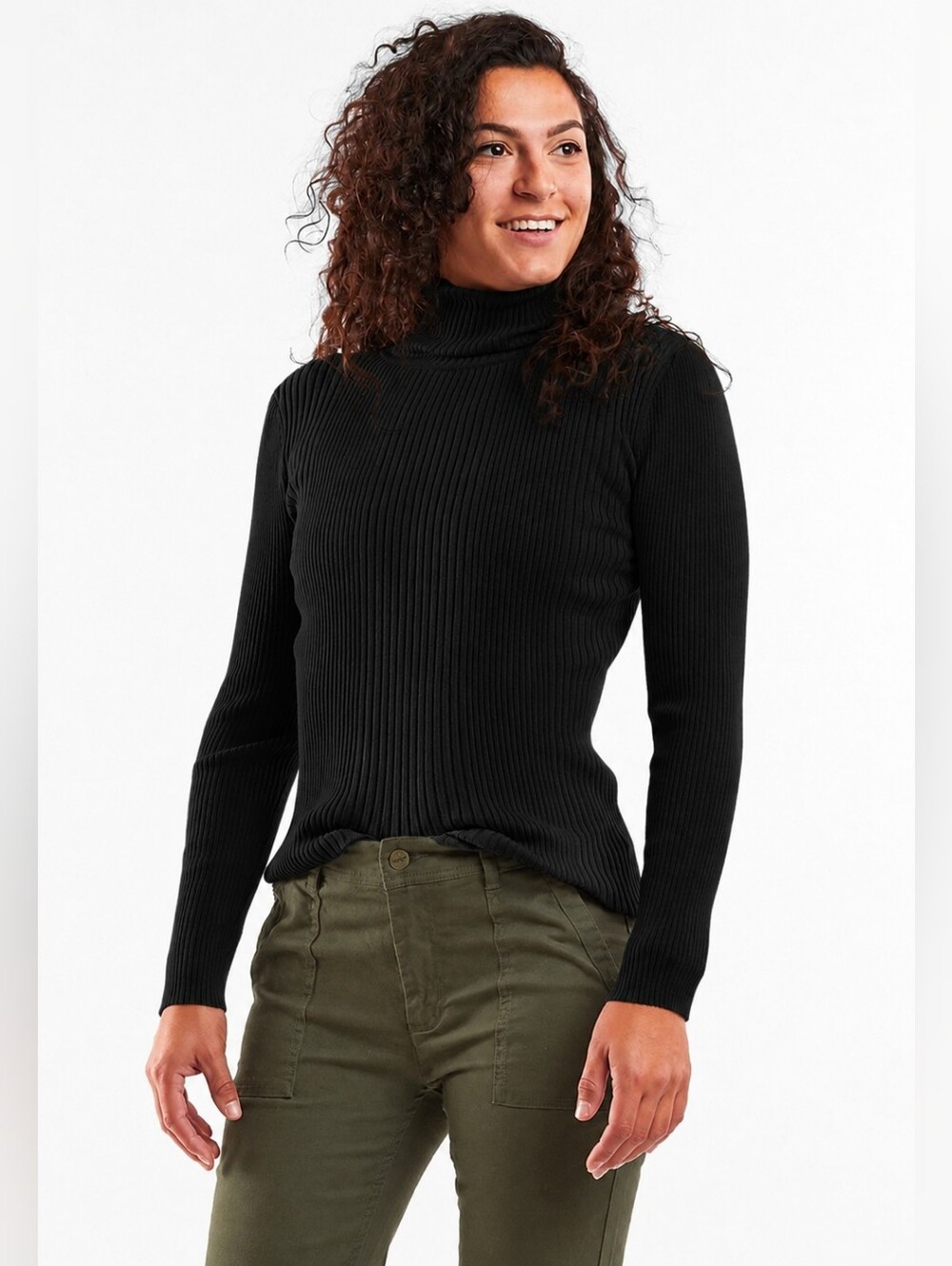 ❤️ TITLE NINE RIBBED SYNERGY TURTLENECK SWEATER TOP, BLACK, MEDIUM